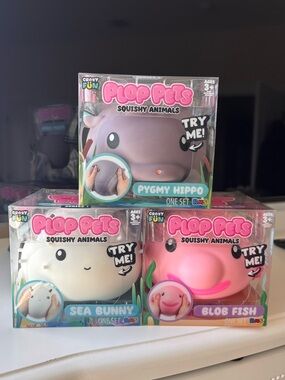 Crazy Fun Plop Pets Sea Bunny, Pygmy Hippo, Blob Fish Squishy Animals Brand New